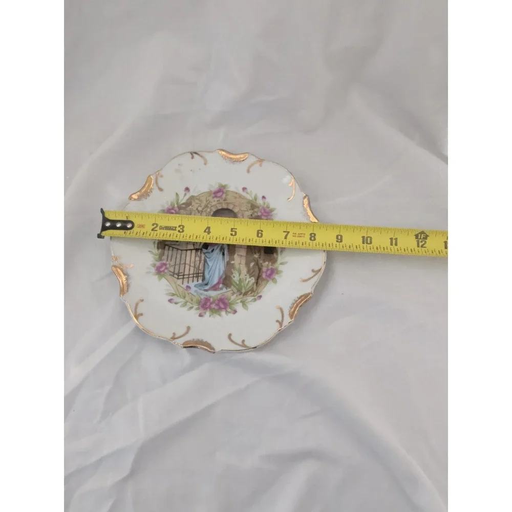 Vintage Jesus Knocking on Door Mid-State Products Plate 18 Karat Gold Trim